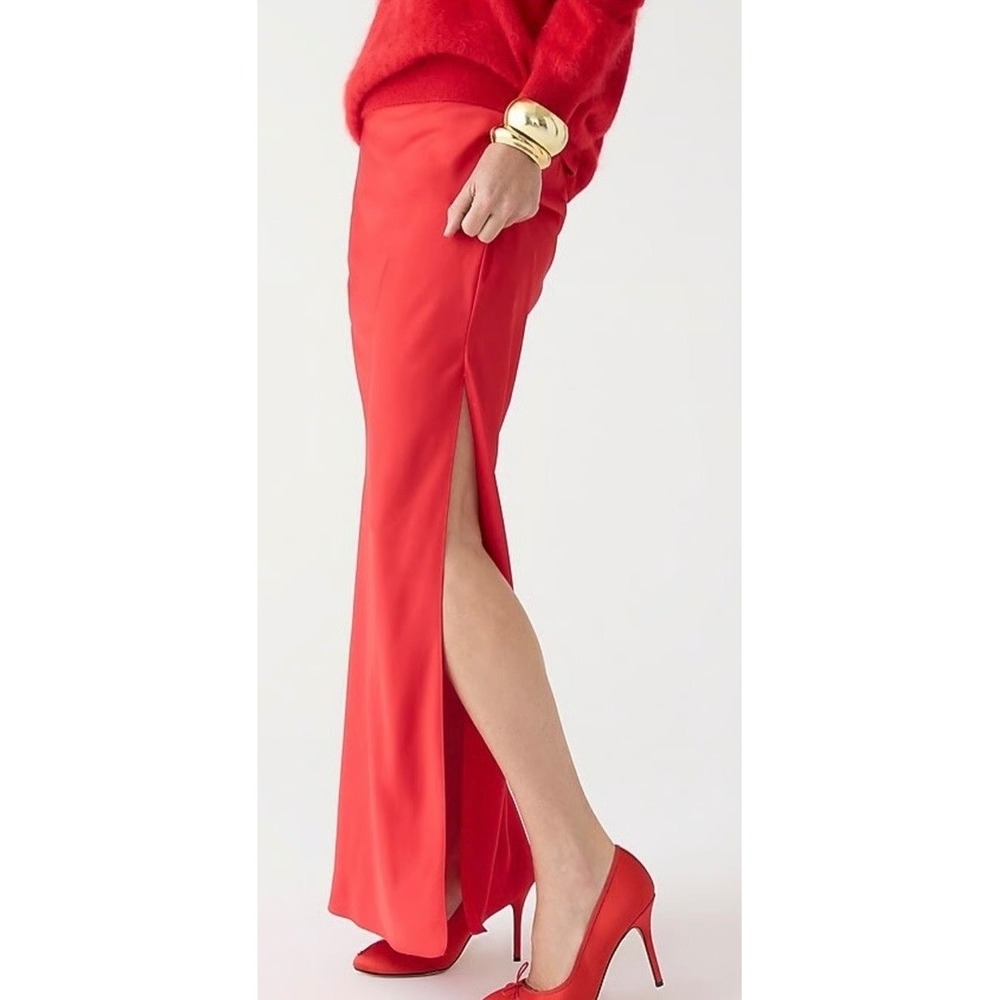 J. Crew Gwyneth Red Satin Maxi Slip Skirt Size XXL Party Minimalist